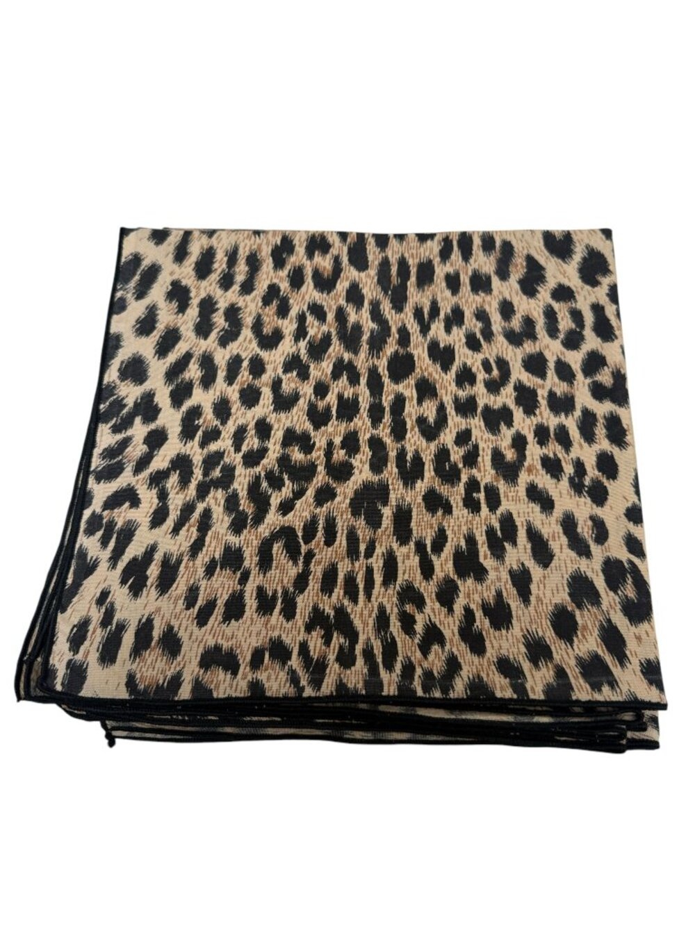 Leopard Napkins Set of 8 Tan Black Animal Print 18" Cloth Napkins